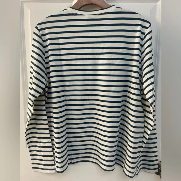 France’s Valentine Long Sleeve Striped Tee Shirt in Navy/Oyster - Picture 6 of 8